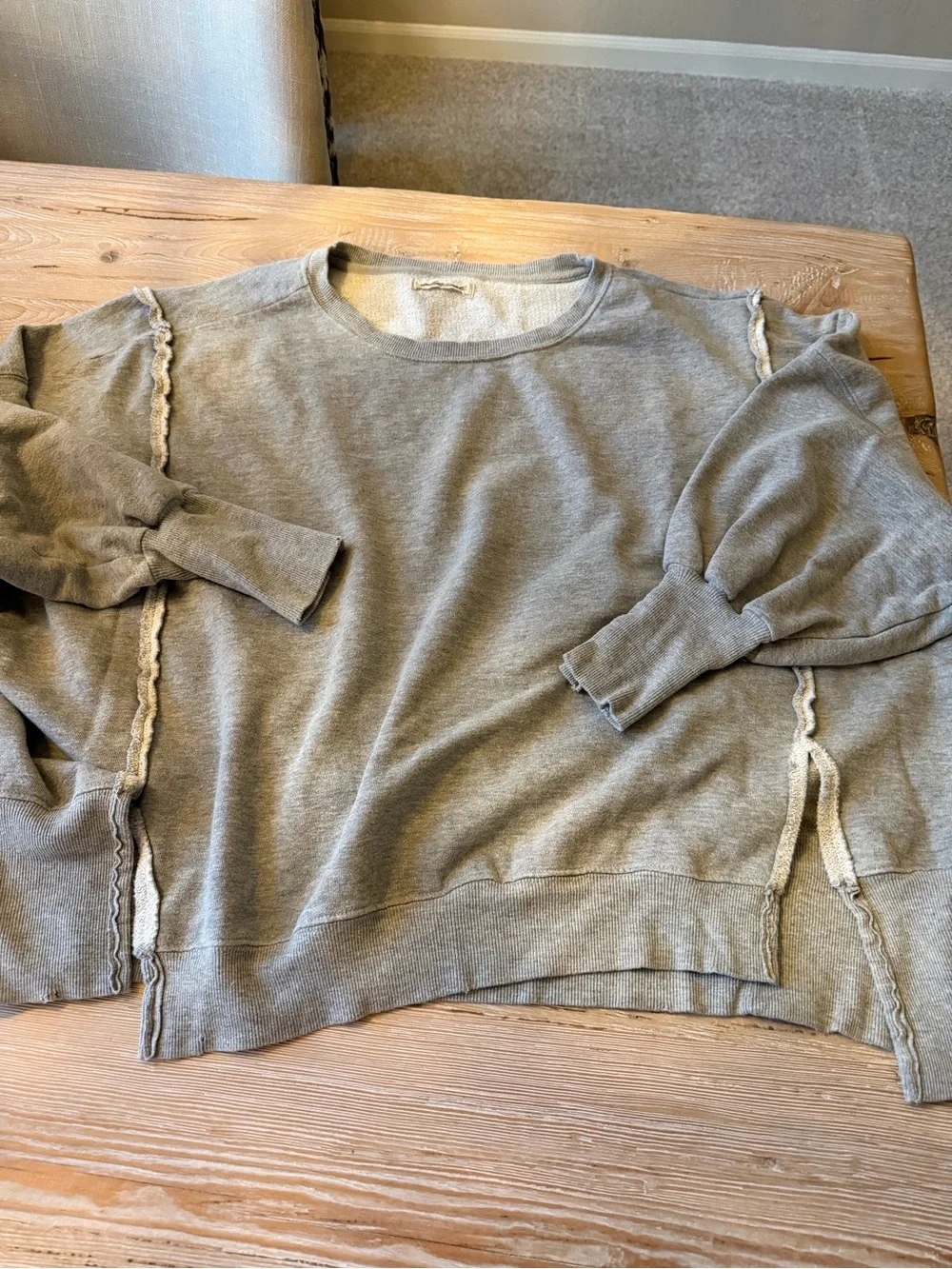 Free People Camden pullover in Light Gray Oversized Crewneck Sweatshirt